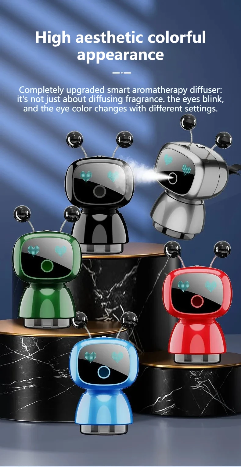 Cute Robot Smart Car Aroma Diffuser Car Air Outlet Fragrance Air Purifier Car Interior Decor Gift Electric Air Freshener