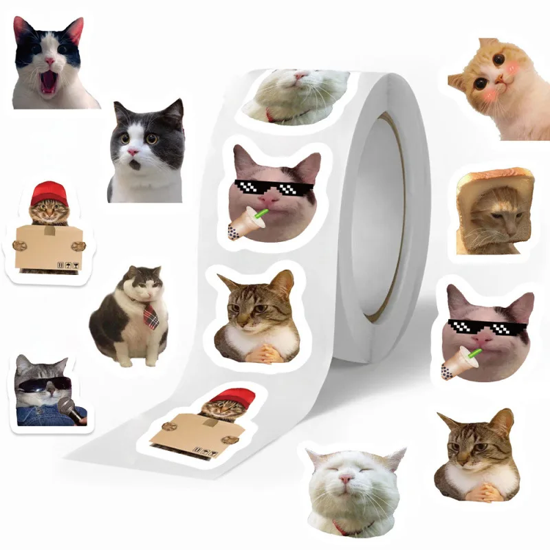 500 Stück/Rolle Lustige Katzen MEME Cartoon Graffiti Aufkleber für Scrapbook Handyhülle Laptop Gitarre Notizbuch Kawaii Anime Sticker Spielzeug