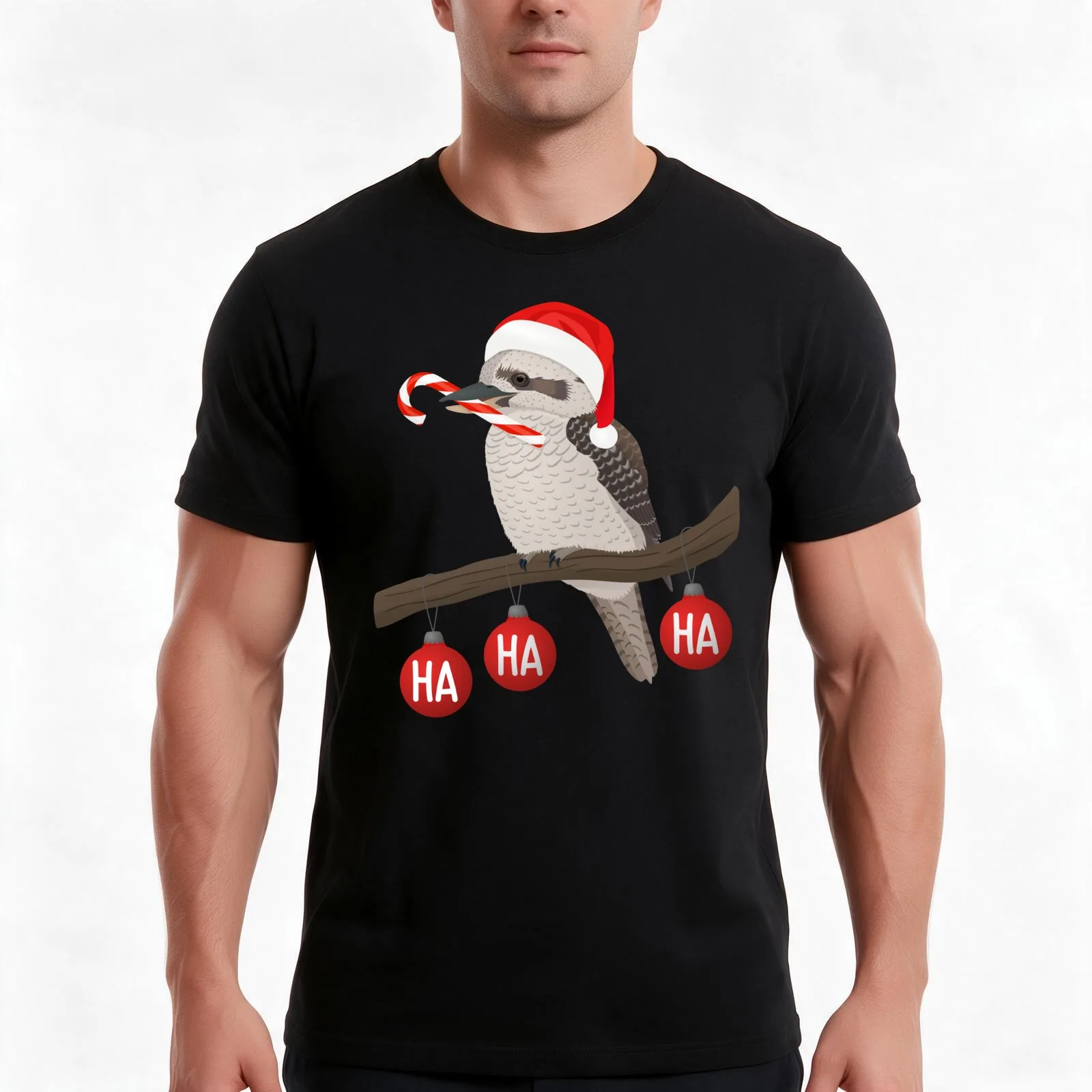 Australian Christmas ha ha ha laughing kookaburra T-Shirt, Summer Casual Cotton Tee, Oversized Streetwear Tops, Unisex Men Women