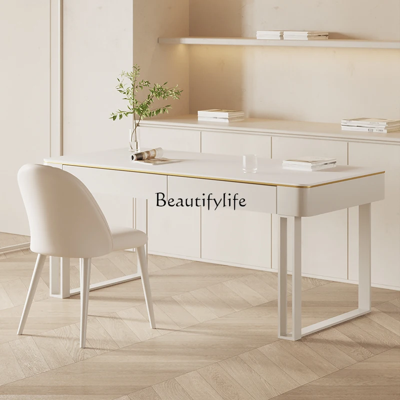 Легкий роскошный стол из чистого белого камня, современный минималистичный рабочий стол для небольшой квартиры