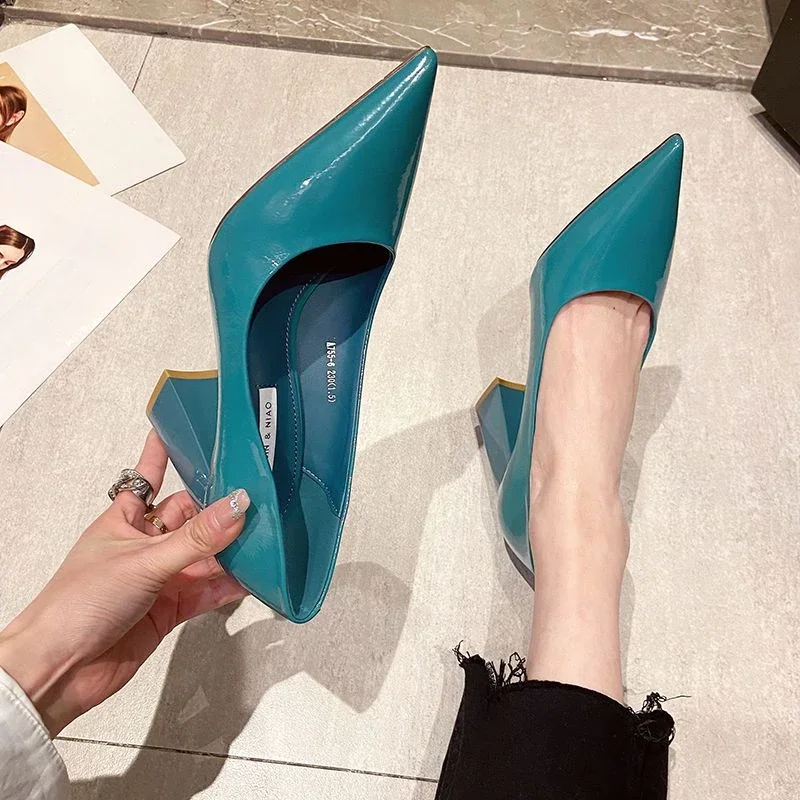 Buty damskie Pointed Toe Sexy Super High Heel Shallow Ladies Footwear Office Square Heels on Offer Chic Point Comfortable A E