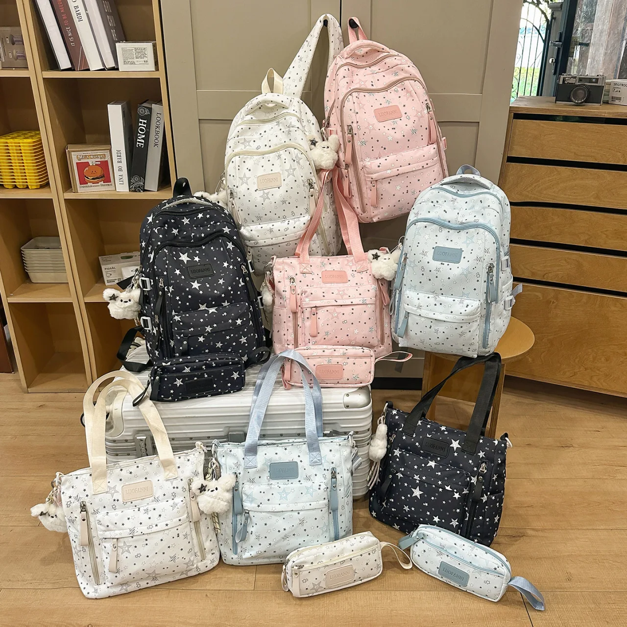 School Backpacks 2026 College Girls Large Capacity Backpack 3 Piece Set Lightweight Travel Backpack College Girls School Bag