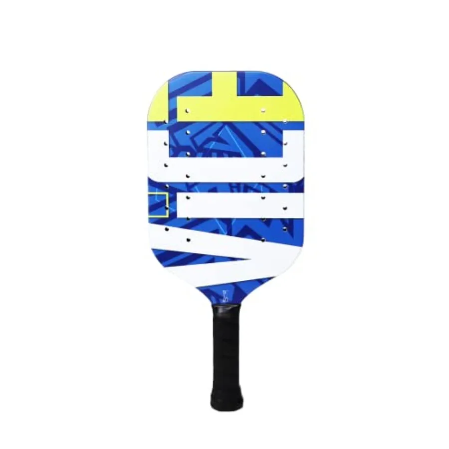 

Pickleball paddle for indoor/outdoor use carbon fiber surface with EVA foam core and RP2 grit coating black color enhanced spin