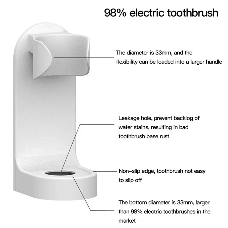 1PC Toothbrush Stand Electric Wall-Mounted Holder Base Rack Organizer Traceless Space Saving Adults Toilet Bathroom Accessories