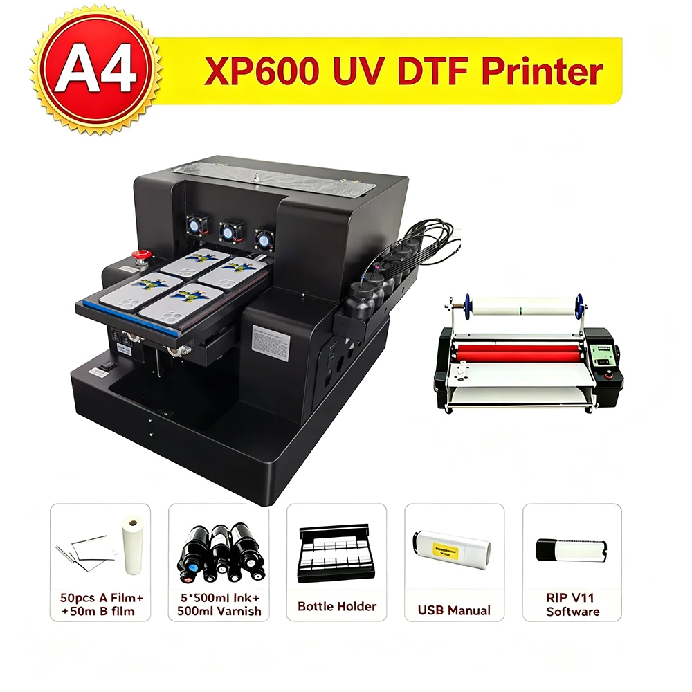 For Epson XP600 UV flatbed Printer A4 UV DTF Crystal Sticker Printer supports Direct Print phone case bottlle and more