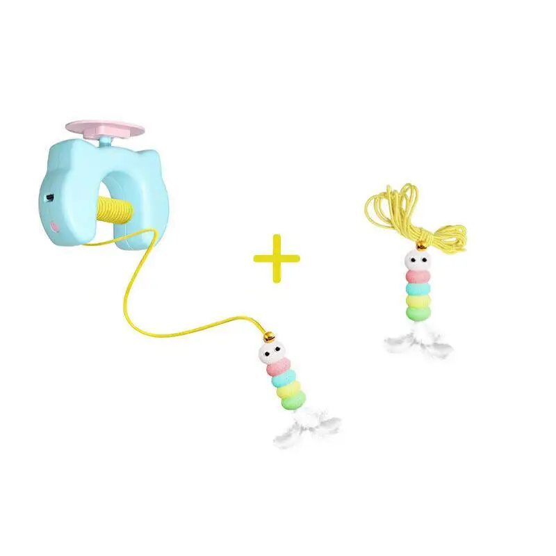 Elektrisch kattenspeelgoed met 2 touwen Auto Swing Feather Toy Interactief kittenspeelgoed voor zelfspelende Caterpillar Interactief kattenspeelgoed