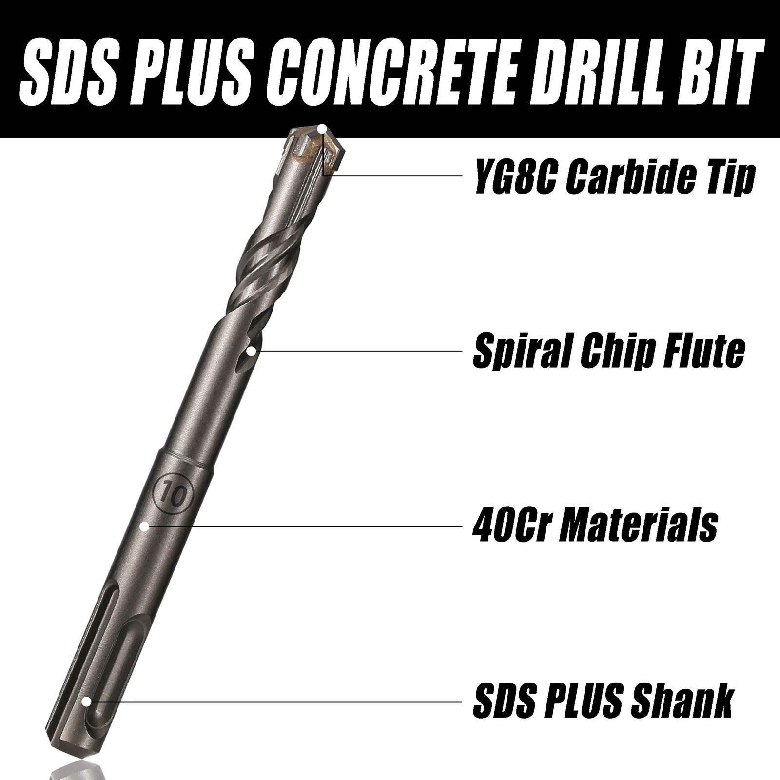 Imagem -04 - Sds Plus Haste Carboneto Broca Martelo de Impacto Concreto Alvenaria Martelo Cimento Tijolo Bloco de Parede Pcs Grupo mm mm mm 10 mm 12 mm 110 mm Comprimento