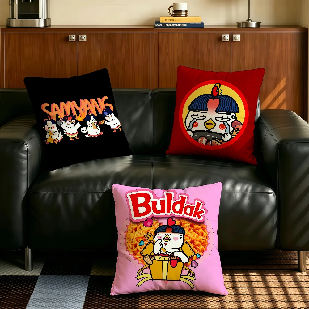 Food print B-Buldak Ramen cushion cover Comfortable Decorative For Bedroom Living room Dormitory Picnic and Holiday Decoration
