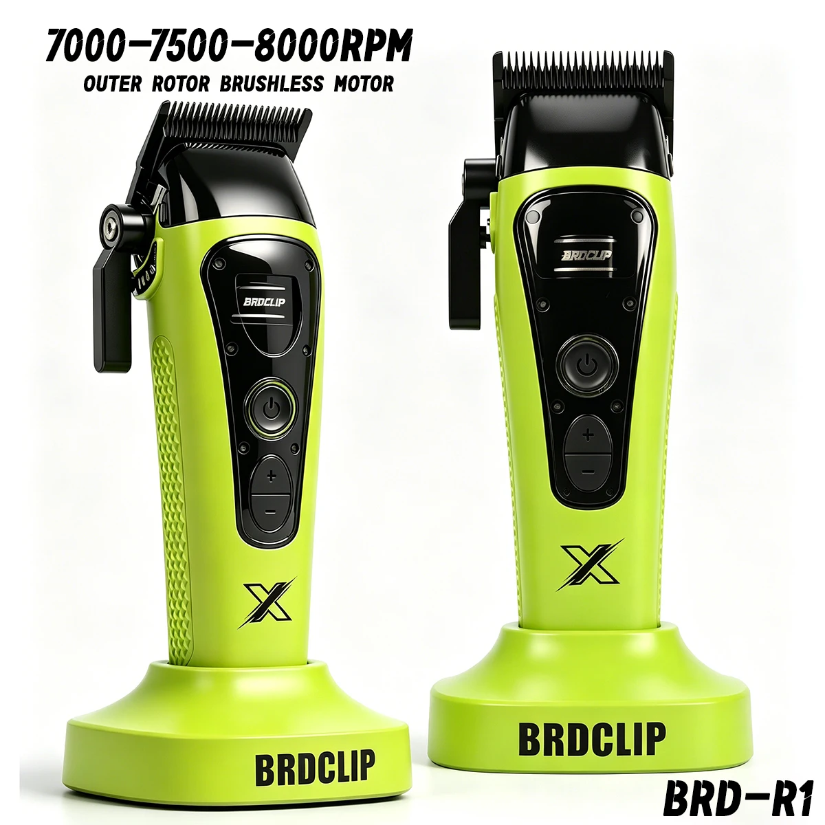 BRDCLIP 8 Limit Combs Hair Clipper 4500mAh Outer Rotor Brushless Motor 3-speed 8000RPM Magnetic Cap 5-level Adjustment Lever
