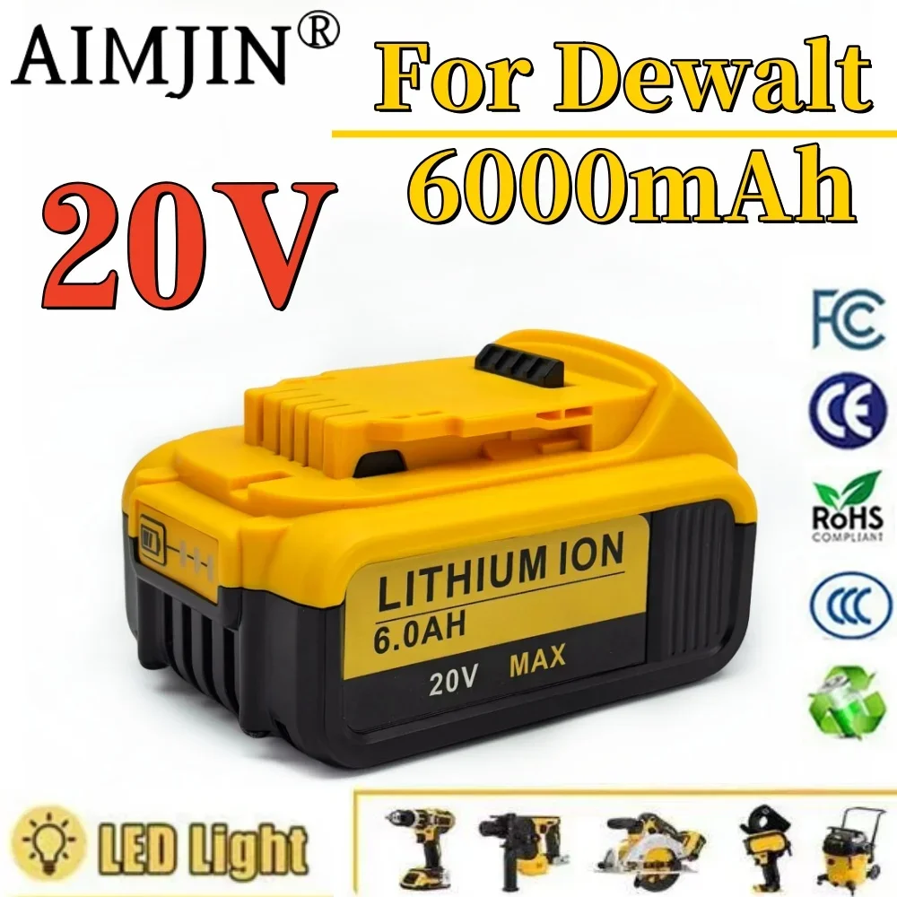 

Аккумулятор для инструментов DeWalt, 6,0 Ач, 20 в, совместим с DCB184 DCB181 DCB182 DCB200 DCB206