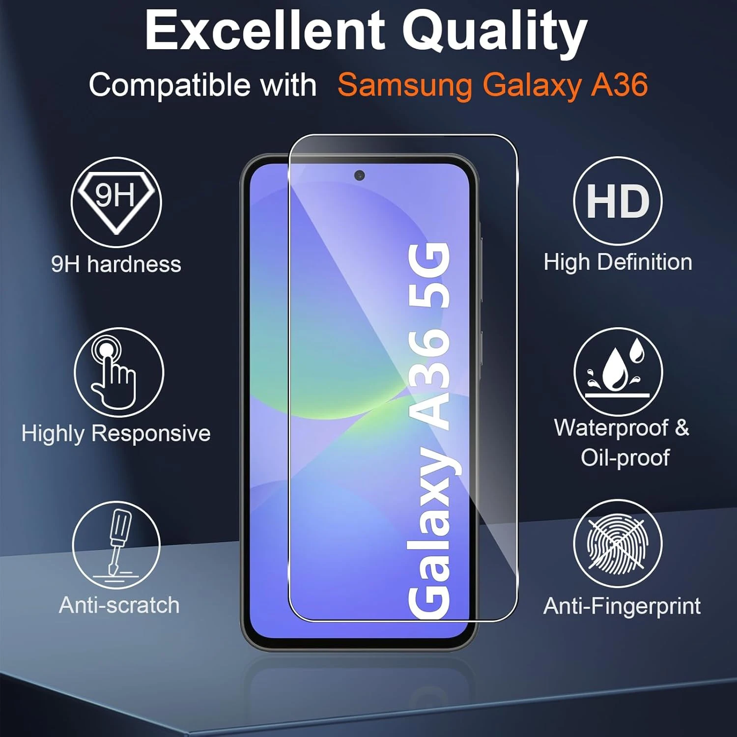 Protectores de pantalla de vidrio templado de 3 piezas para película de vidrio Samsung Galaxy A36 5G