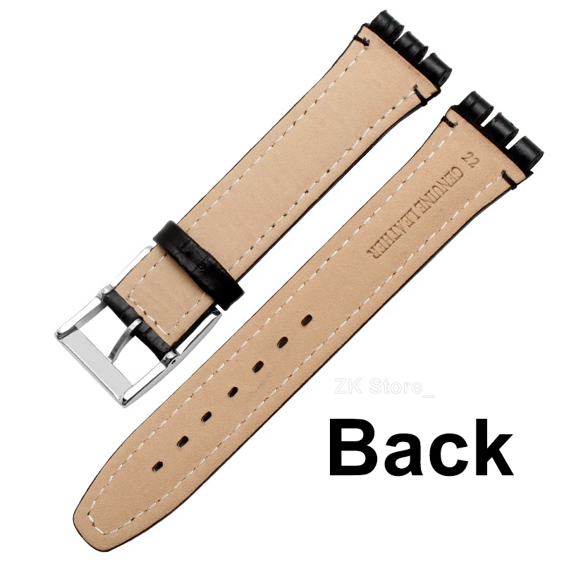 19mm Genuine Cowhide Leather Watchband for Swatch 17mm Band Men Women Sport Watch Strap Steel Stainless Clasps Bracelet