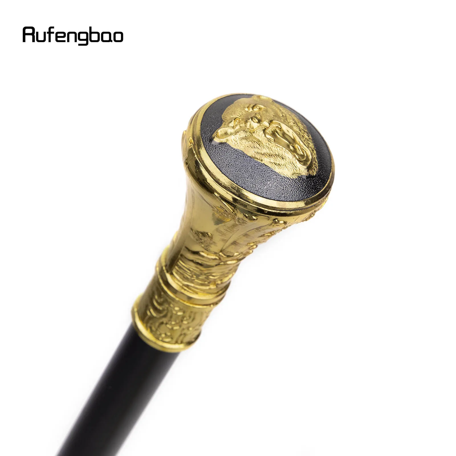 Gold Luxury Roaring Bear Head Single Joint Walking Stick with Hidden Plate Self Defense Fashion Cane Plate Cosplay Crosier 93cm