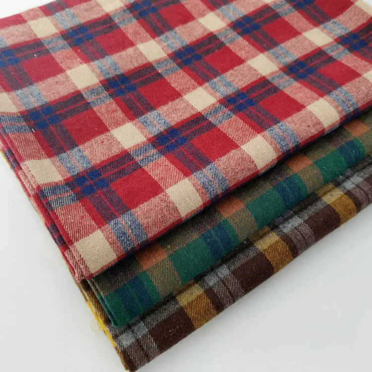 

Women's Dyed Yarn Plaid Shirt, Polyester Cotton, Sanded Plaid Fabric, Children's Wear, DIY Handmade Sewing Clothing