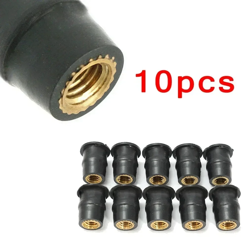 High Quality Rubber Nut Fixing Set Windscreen Bolts Screws Hardware Motorcycle Nut Fastener Pack Rubber + Brass