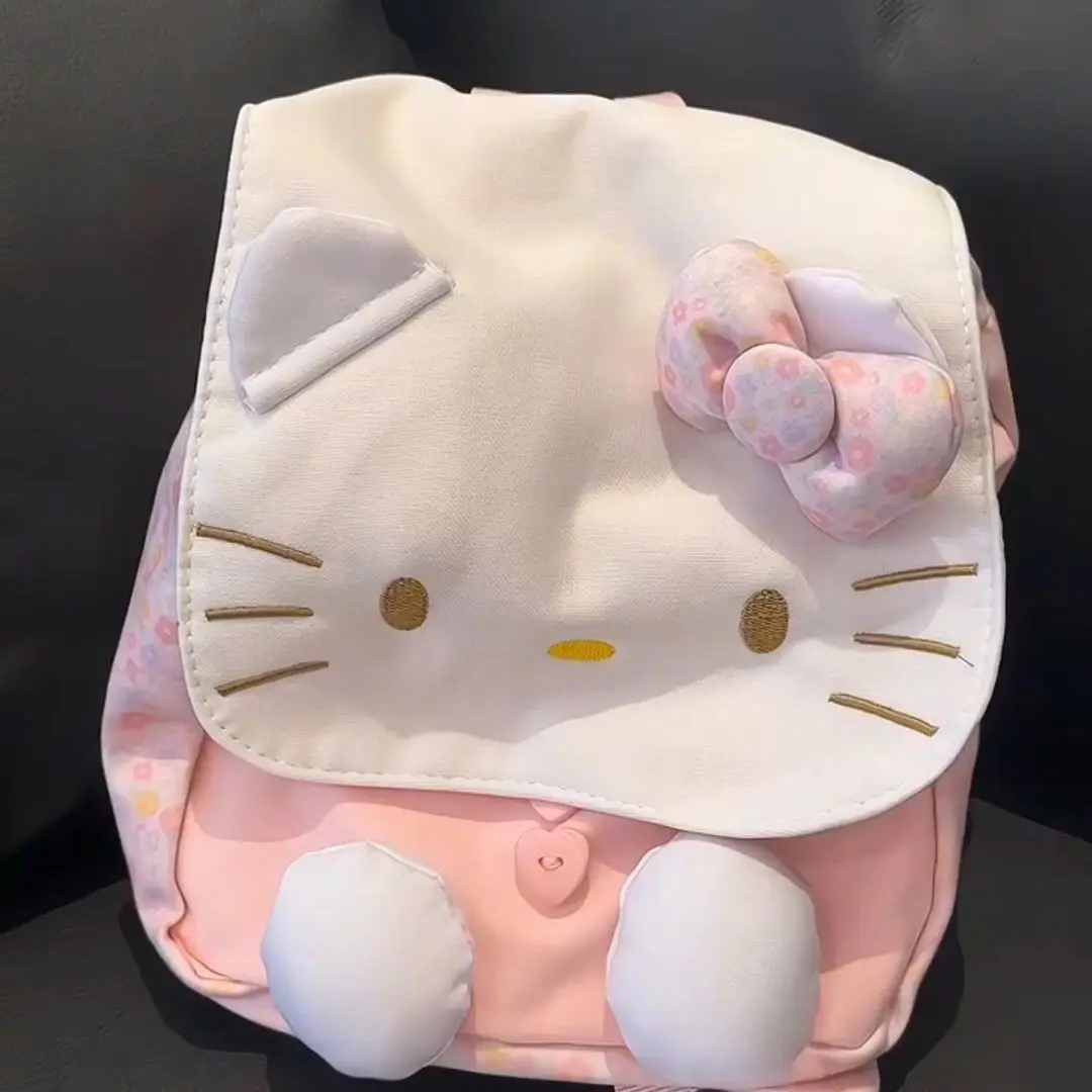 Xiuya Hello Kitty Backpacks for Women Cute Sweet Pink Floral Elegant Small Casual Backpacks Kawaii Cartoon Female Aesthetic Bags