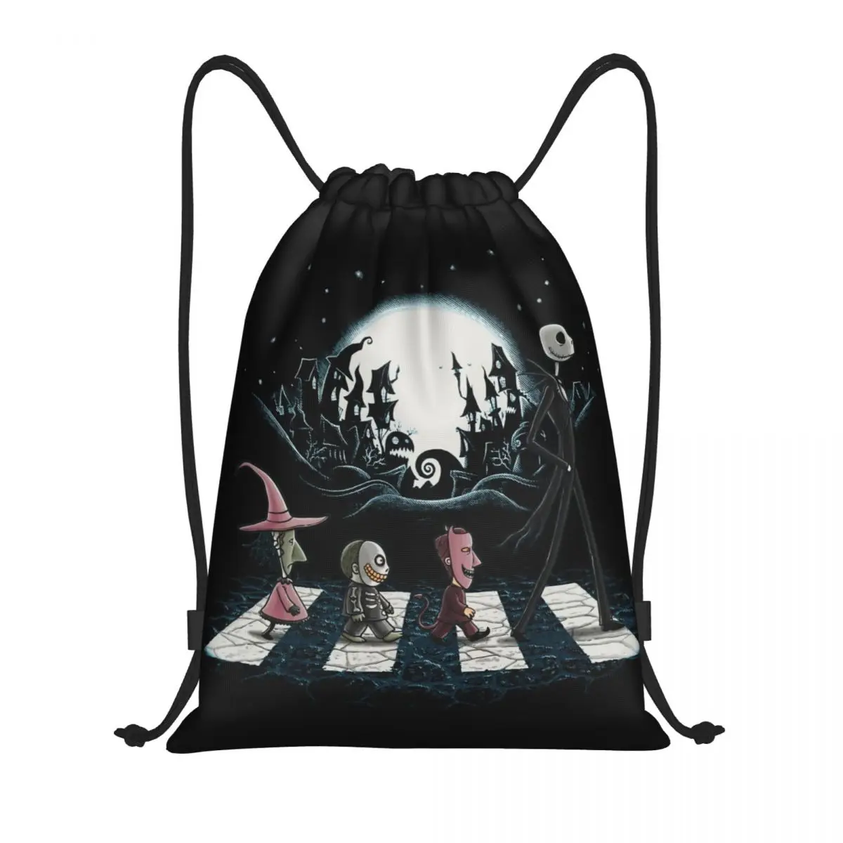 Custom Horror Nightmare Christmas Jack Skellington Drawstring Bag Women Men Lightweight Halloween Sports Gym Storage Backpack