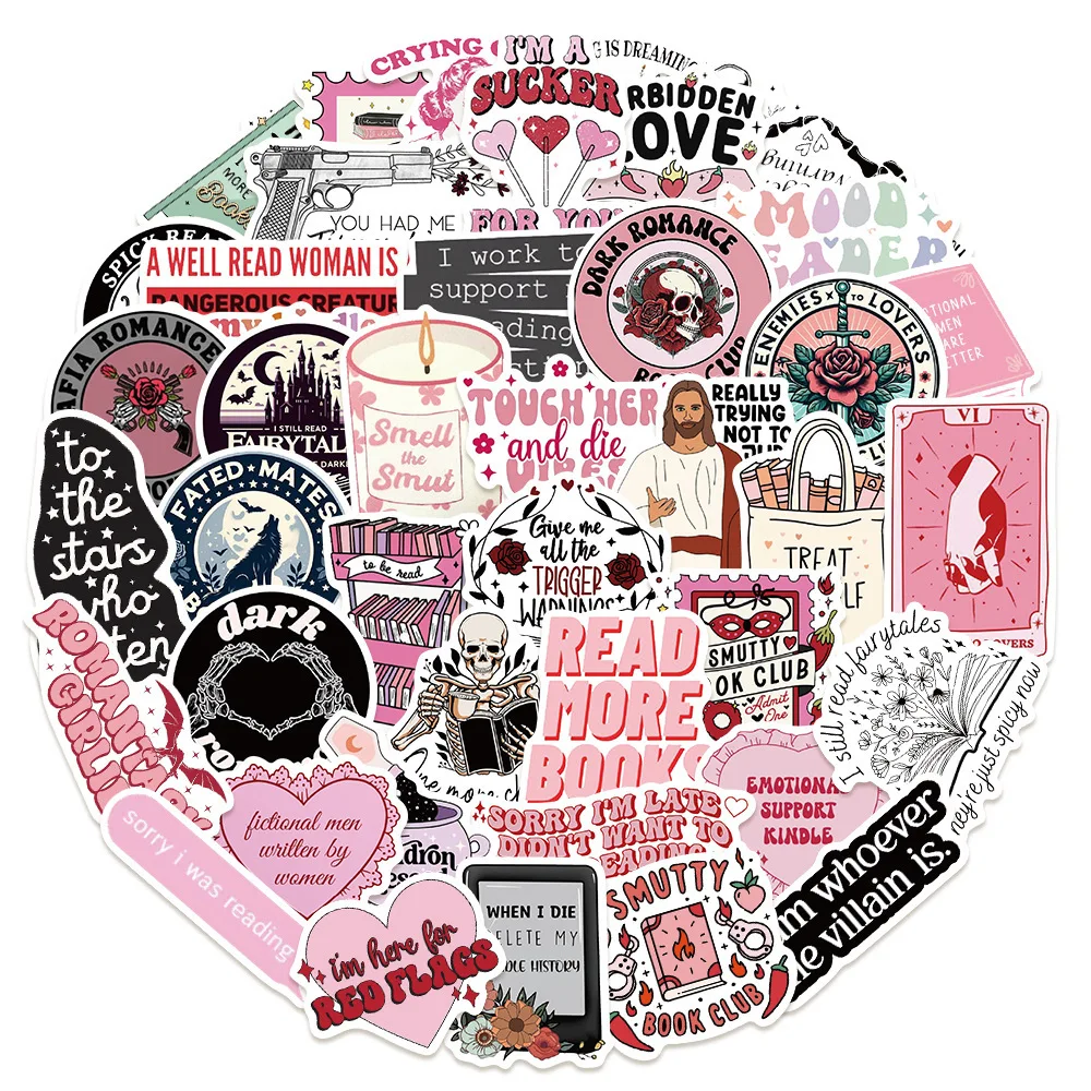 

50Pcs Smut Reading Books Graffiti Decorative Stickers Laptop Water Bottle Luggage Helmet Motorcycle Stickers