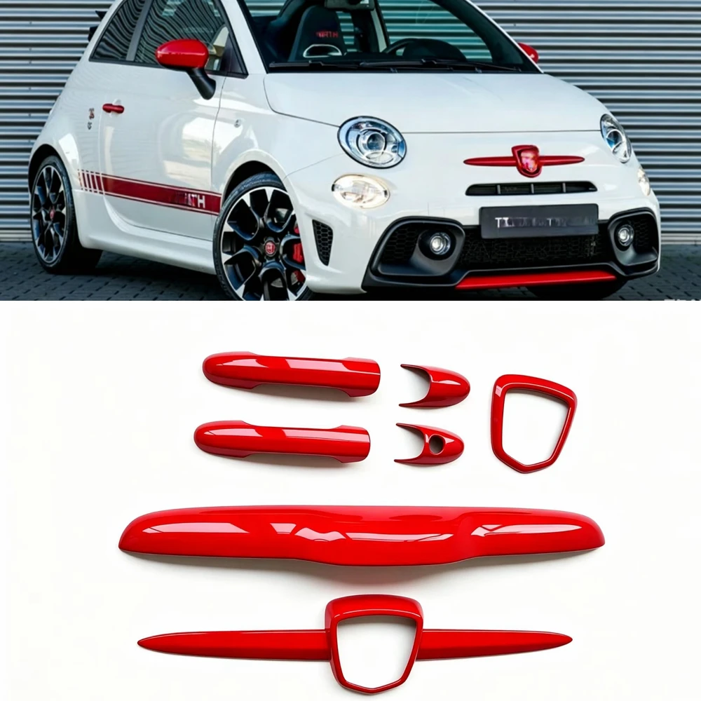 

For Fiat Abarth 595 2012-2023 695 Car Trunk Lid Tailgate Bumper Cover Trim Front Logo Badge Cover Rear Logo Door Handle Cover