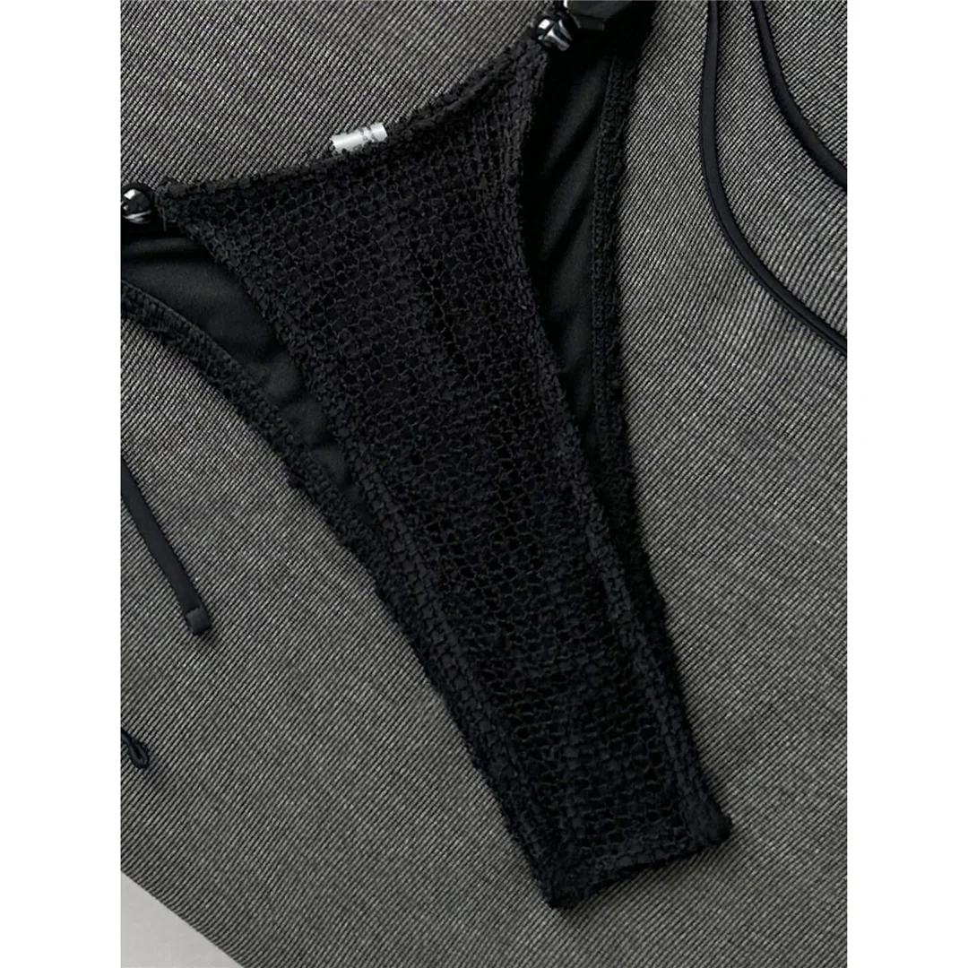 Halter-Netz-Bikini, Damen-Badebekleidung, zweiteiliger Bikini, hoch geschnittene Beine, gepolsterter Badeanzug, Badeanzug, Schwimmbekleidung V8339 – Detail 15