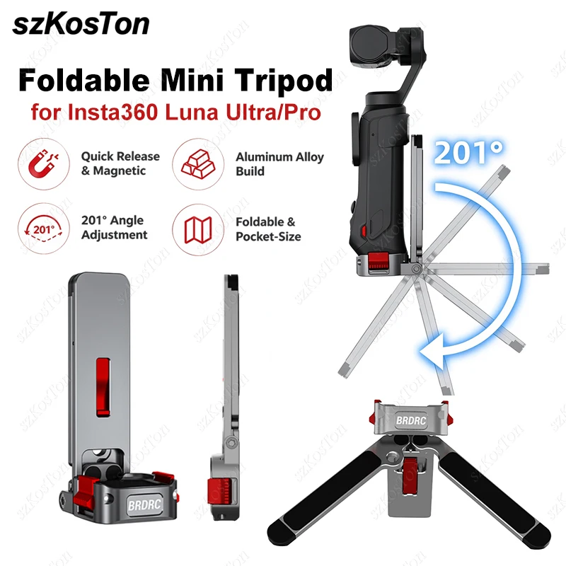 Magnetic Tripod for Insta360 Luna Ultra/Pro Accessories Camera Cage Selfie Handle Mantis Tripod Desktop Stand
