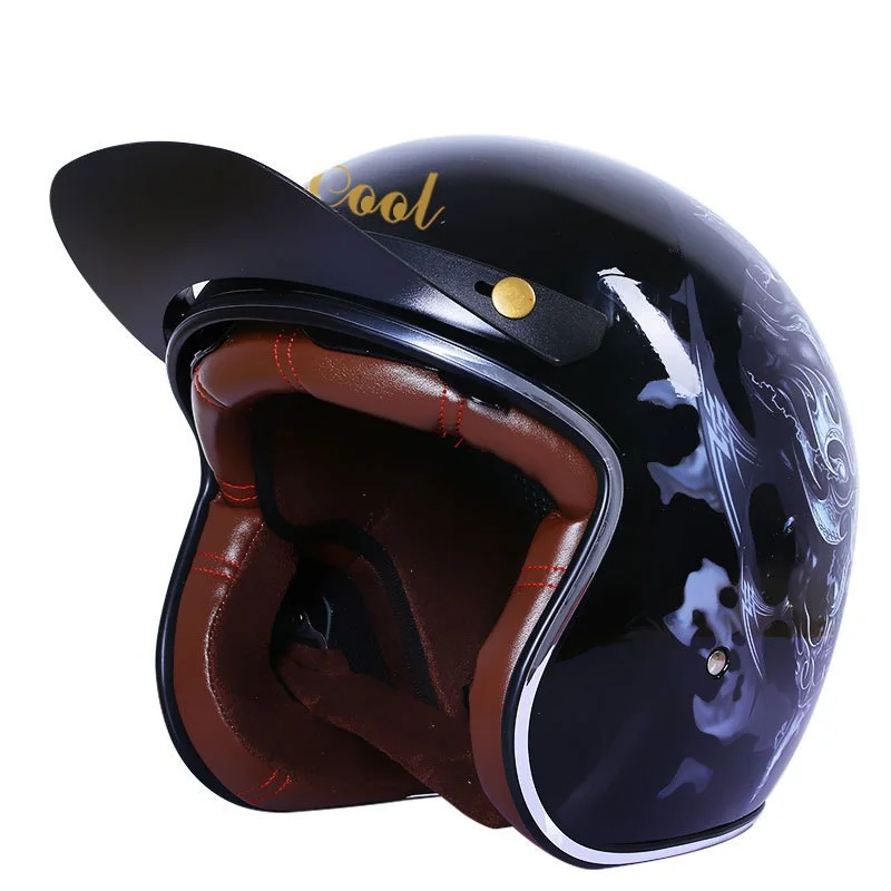 OEM unisex helmet safe and fashionable   motorcycle open face   paisley with brim