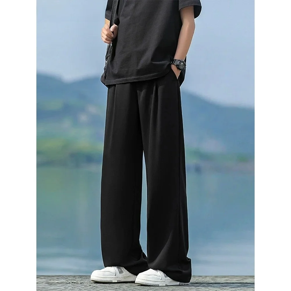 Business Commuter Men's Straight Leg Suit Pants Casual Black High Waist Loose Fit Autumn New Arrival Premium Quality