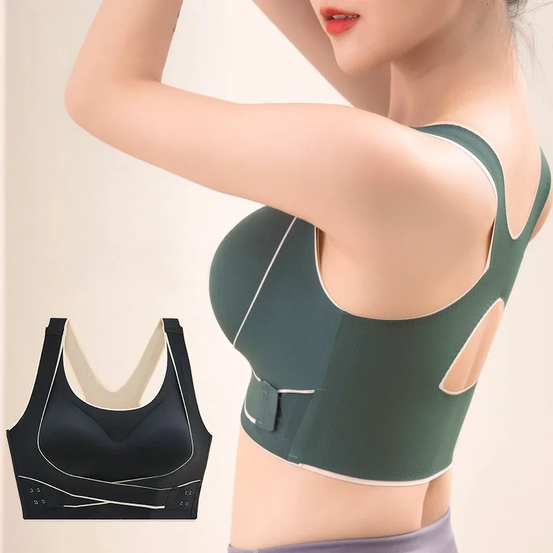 

Sports Bra Front Adjustable Buckle Wireless Padded Comfy Gym Yoga Underwear Breathable Workout Fitness Top Low Intensity Women