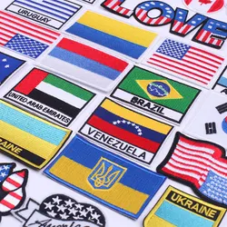 National Flag Patches Iron on UKRAINE RUSSIA USA UK KOREA Flag Embroidery Patches for Clothing Thermoadhesive Badges Stickers