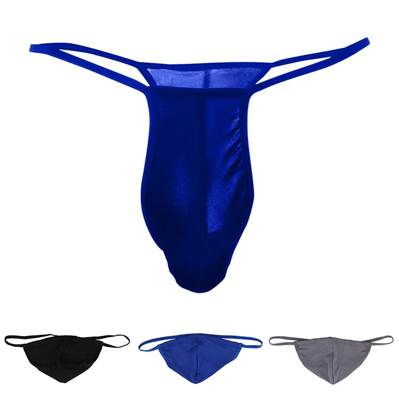 1pc Men Sexy Low-waist Bulge Pouch G-strings Ultra-thin Breathable T-back Underpants Mesh Hanging Strap Thongs Porno Underwear