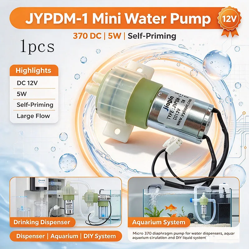 Mini 370 Water Pump JYPDM-1 DC 12V 5W Small Mini 370 Water PumpMicro Diaphragm Self-priming Suction Pump Large Flow