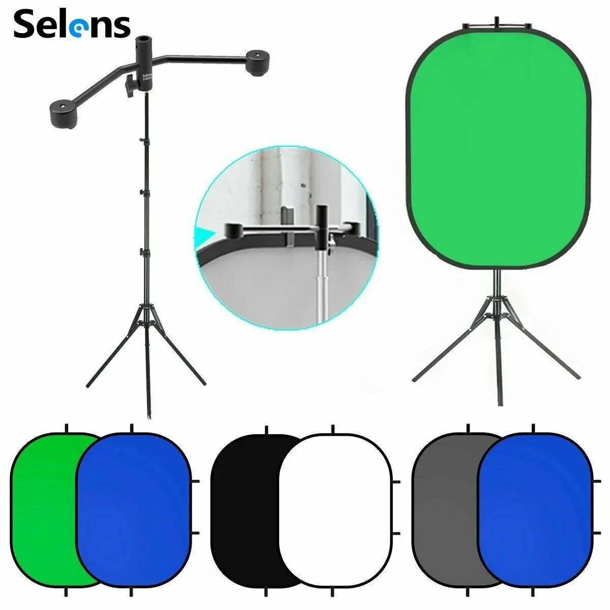 Selens Photography Magnetic Background Support Rod Fit For Photo Studio Chromakey Backdrop Green Blue Screen Reflector Stand