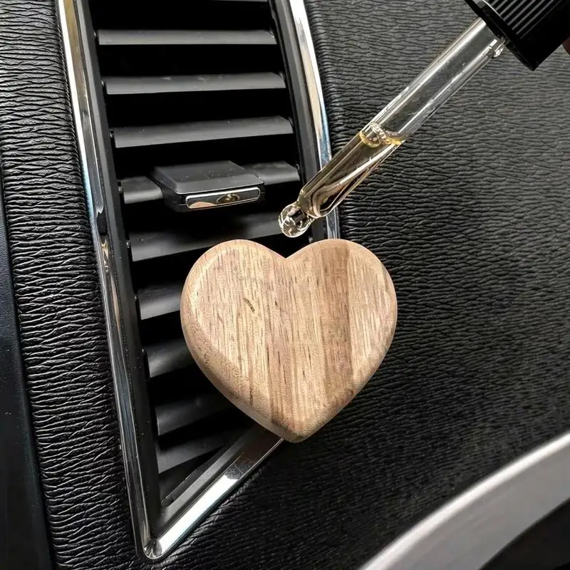 Heart Wooden Car Vent Aromatherapy 1/3Pcs Natural Grain Long Lasting Air Freshener Car Interior Decoration