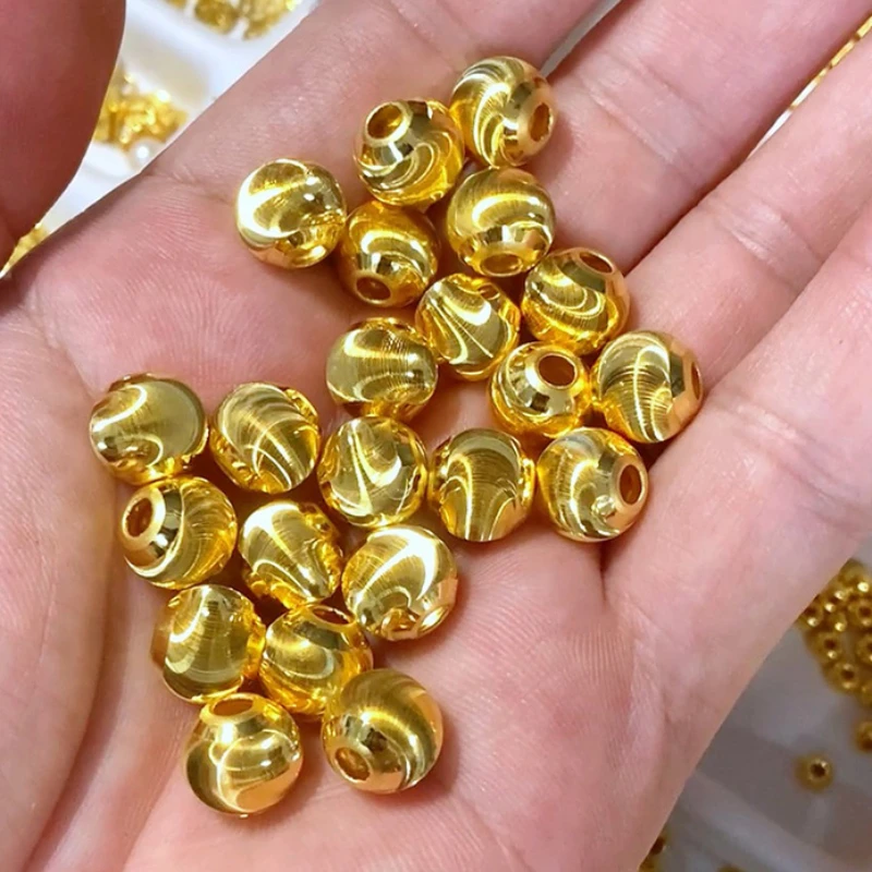 

999 Real Gold Beads, 24k Pure Gold Balls Cat Eye Lucky Beads 5/6/8/10mm Jewelry Parts for Bracelet Necklace Accessories