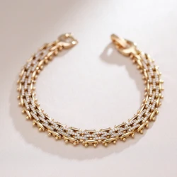 Kinel Fashion 585 Rose Gold Unique Link Bracelet For Women Luxury Natural Zircon Fine Daily Bracelets Ethnic Wedding Jewelry