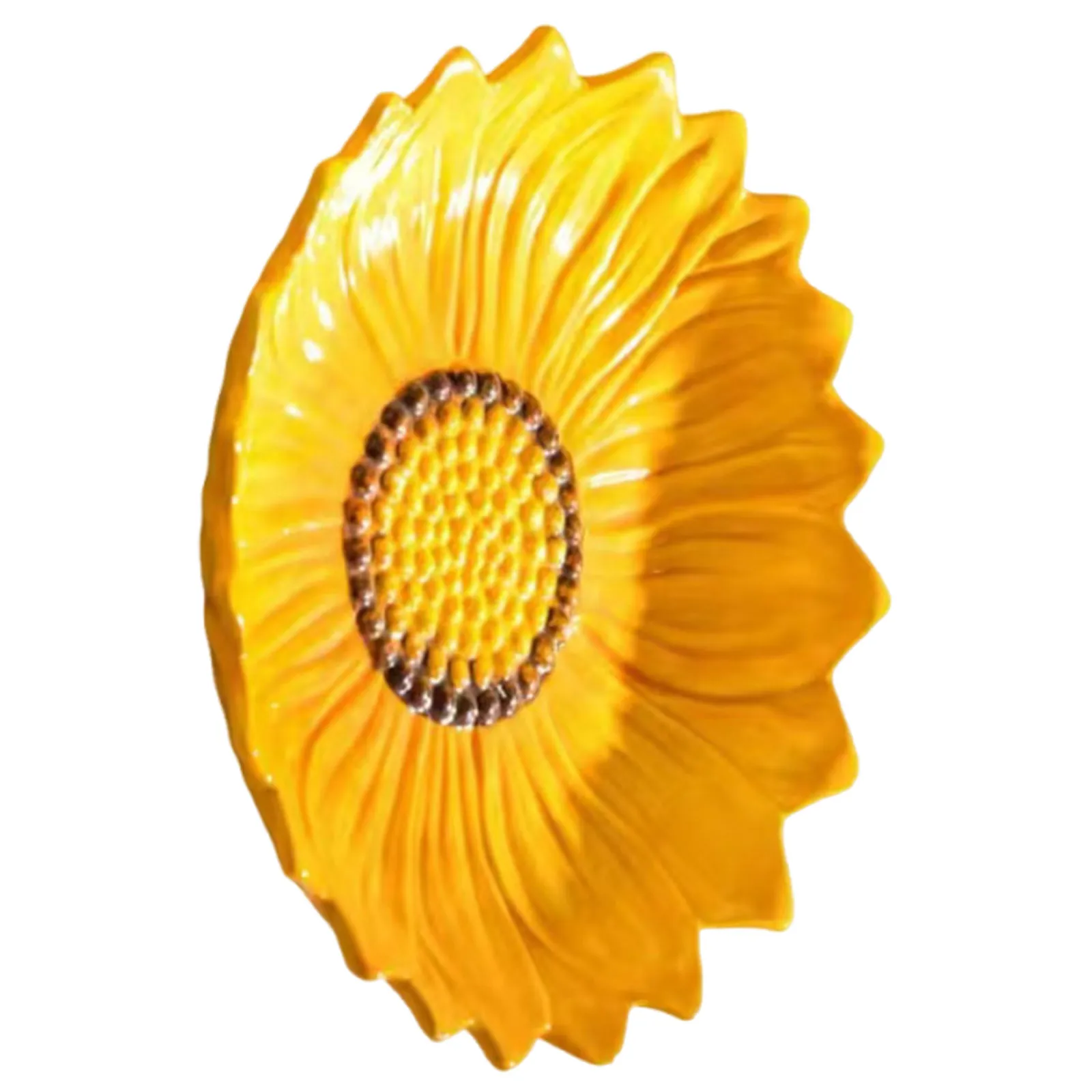 Ceramic Sunflower Dinner Plate 8 Inch Flower Shaped Plate Dishwasher Safe for Appetizers Desserts Summer Gatherings