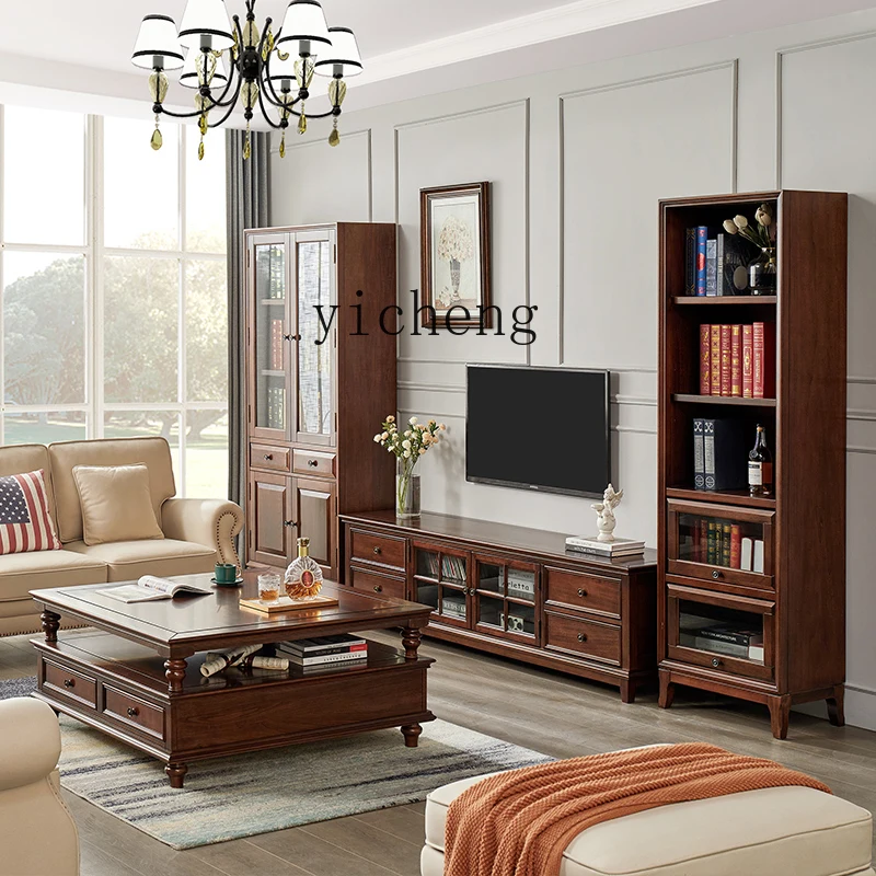 

LX all solid wood coffee table living room household square table simple coffee table TV cabinet combination