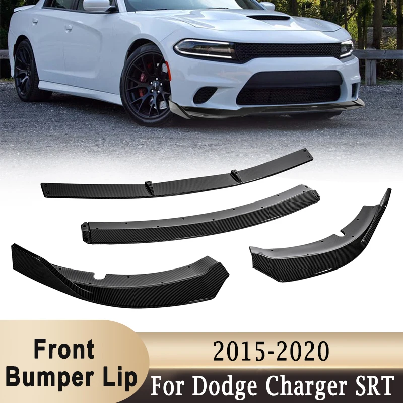 

For Dodge Charger SRT 2015-2020 Front Bumper Lower Lip Spoiler Carbon Black V2 Style Bumper Lip Diffuser Cover Protector