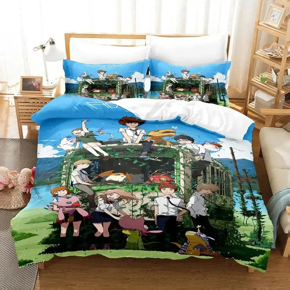 3D Print Anime Digimon Adventure Bedding Set Duvet Cover Bed Set Quilt Cover Pillowcase Comforter king Queen Size Boys Adult