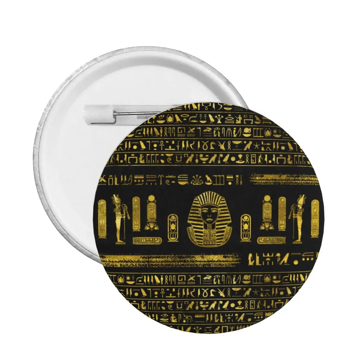 Customize Ancient Egypt Sphinx And Hieroglyphs Button Pin for Jeans Golden Egyptian Badges Brooches Pinback Gift