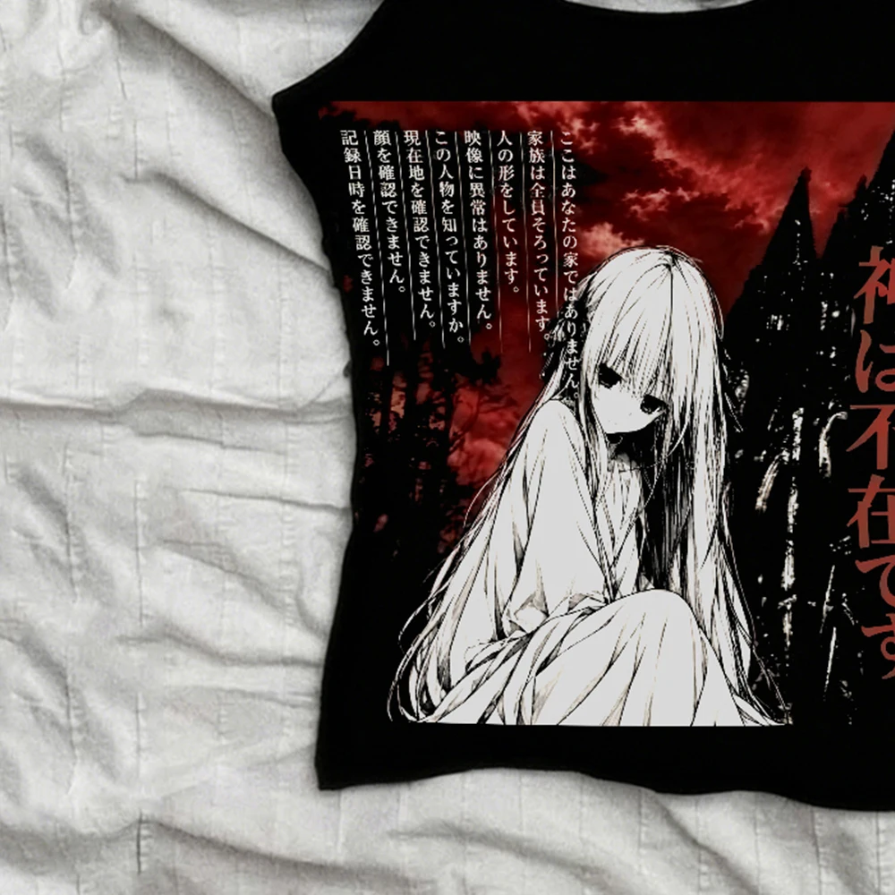 Tank top Y2K top Grunge women's fashion Women's clothing Rock style women's short sleeve Grassmo Gothic cute Emotional post-punk