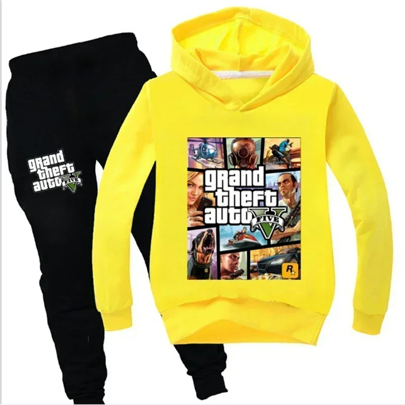 Grand Theft Auto V GTA 5 Kids Pullover Clothes Sweatshirts Pants 2pcs Sets Boys Cartoon Children Toddler Clothing Girls Outfits