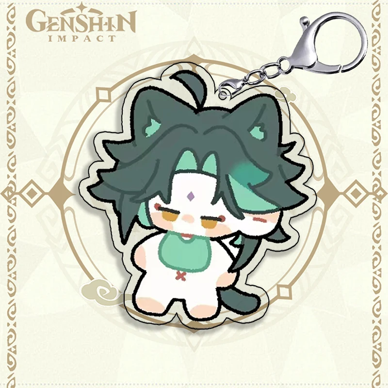 อะนิเมะ Genshin Impact Xiao Venti Balladeer คอสเพลย์พวงกุญแจจี้รุ่น Q ลักษณะสูงระดับการ์ตูน Delicacy