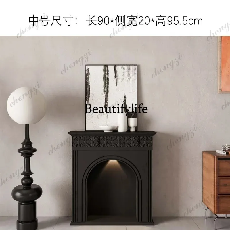 HR European style mantel carved arched fireplace cabinet homestay entrance European style simple decorative cabinet
