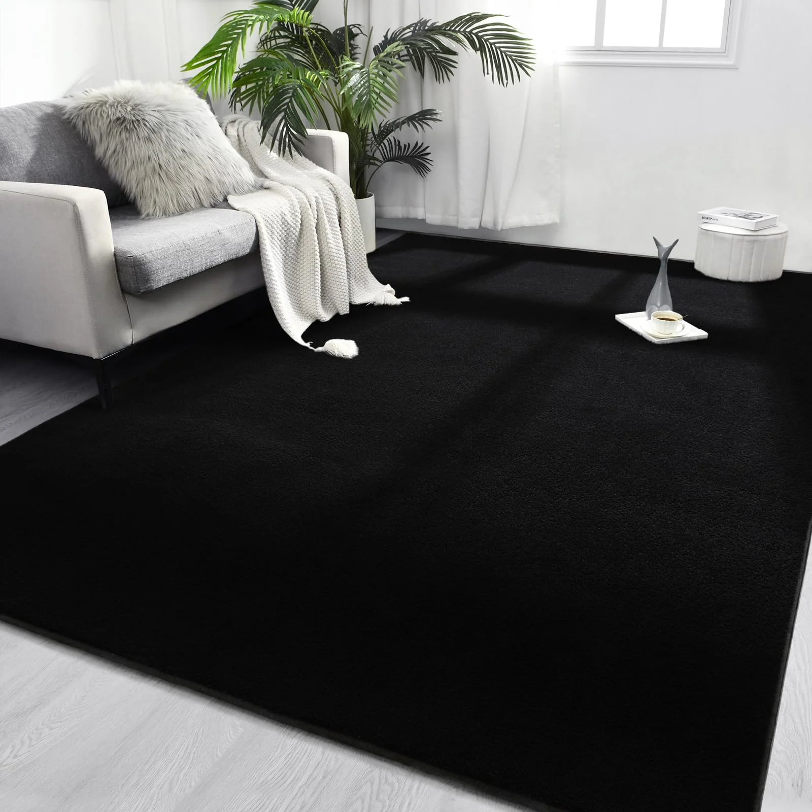 VIKAMA Solid Color Living Room Area Rug Soft Memory Foam Bedroom Mat Children's Room Nursery Carpet Indoor Home Decor