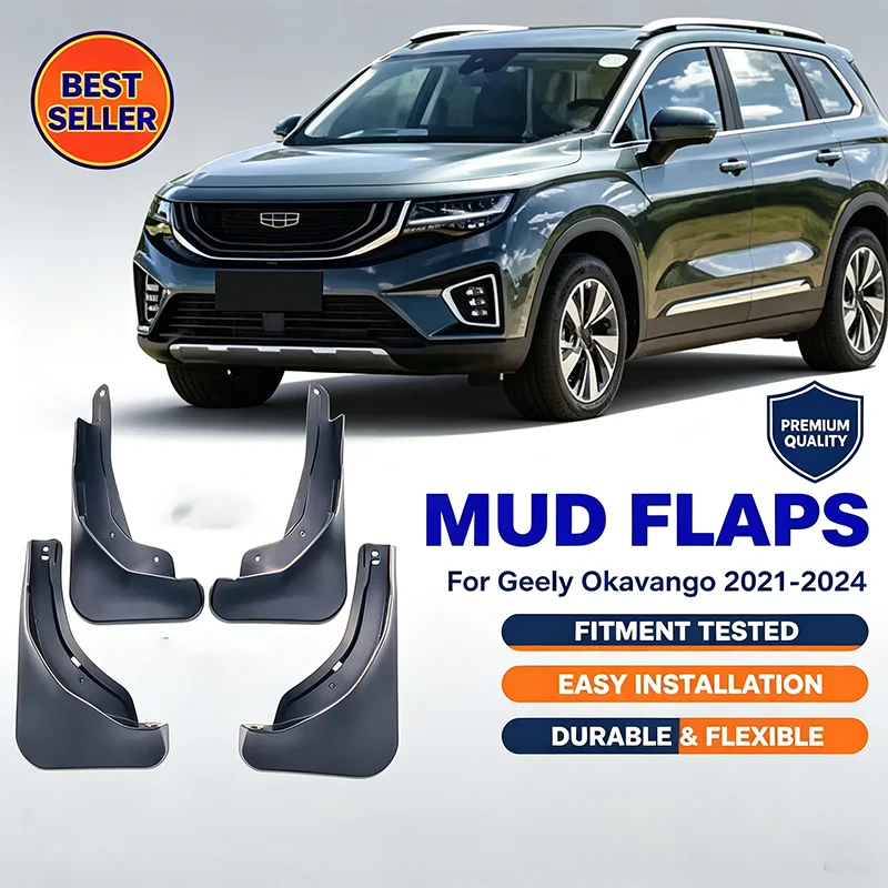 For Geely Okavango 2021-2024 4PCS Mud Flaps Splash Guards Front Rear Wheel Fender Mudguards Car Exterior Protection Parts