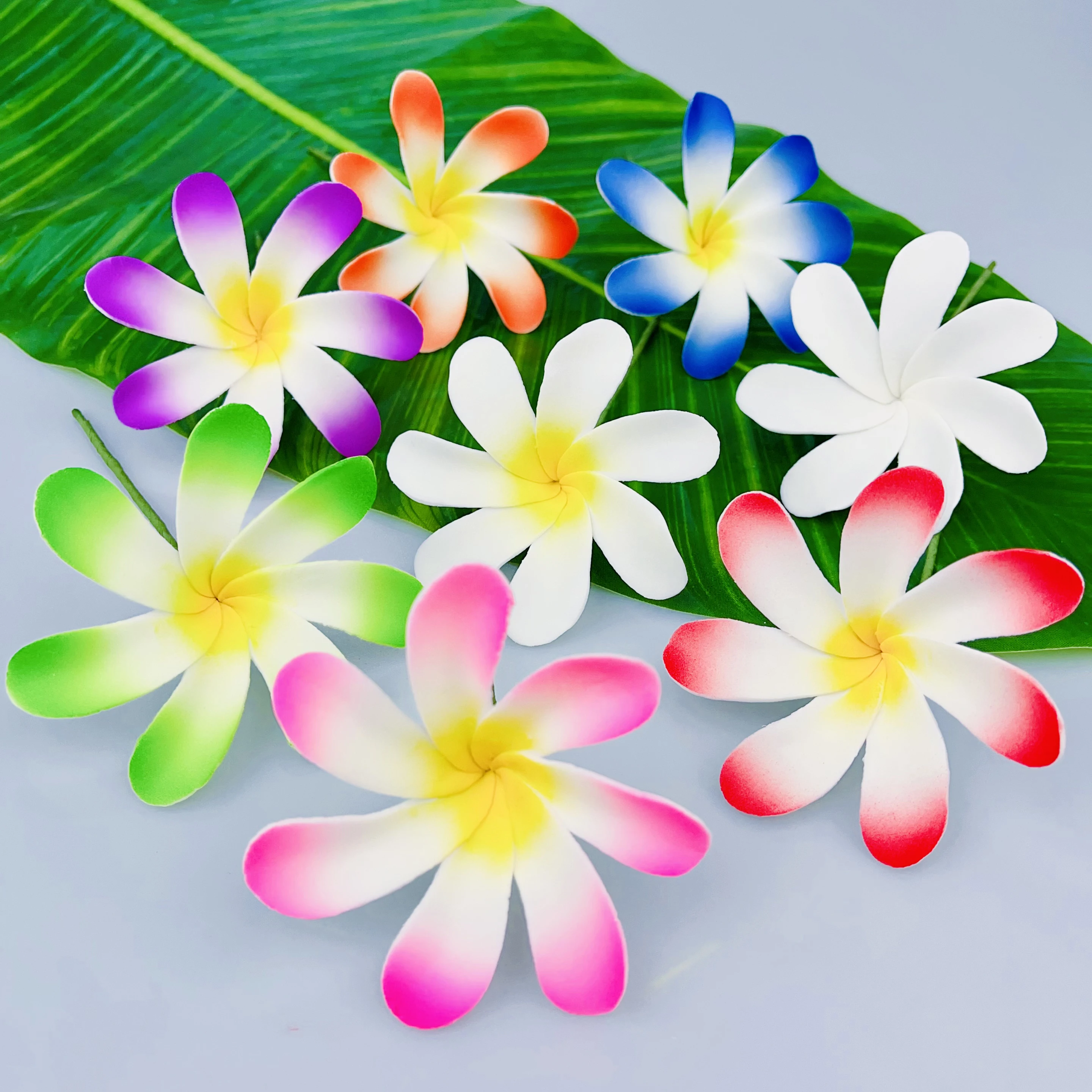 

8pcs Mixed Colors 7CM Foam Tiare Ear Pick Tahiti island Artificial Hawaii Dance Party Decorative Flower Hair Crown Accessories
