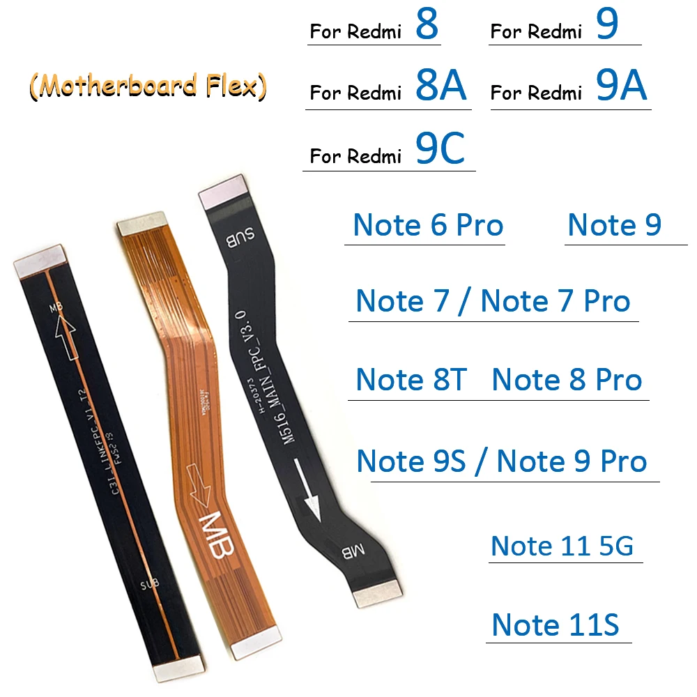 Przetestowane złącze płyty głównej płyty głównej Flex Zamiennik dla Xiaomi Redmi 8A 9 9C 9A Note 11 5G 11S 6 7 9 Pro 8T 9S 8 2021
