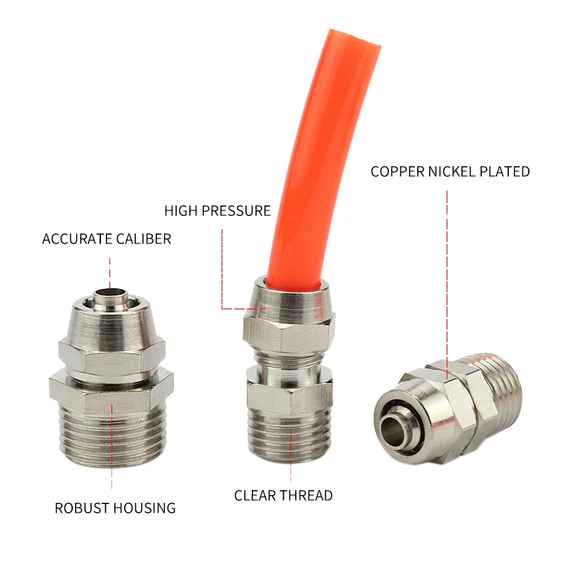 

100PC SQuick Joint Coupler Connector OD 4/6/8/10/12mm Hose Tube M5/1/8''/1/4'' 3/8'' 1/2'' Thread Pneumatic Fast twist Fittings