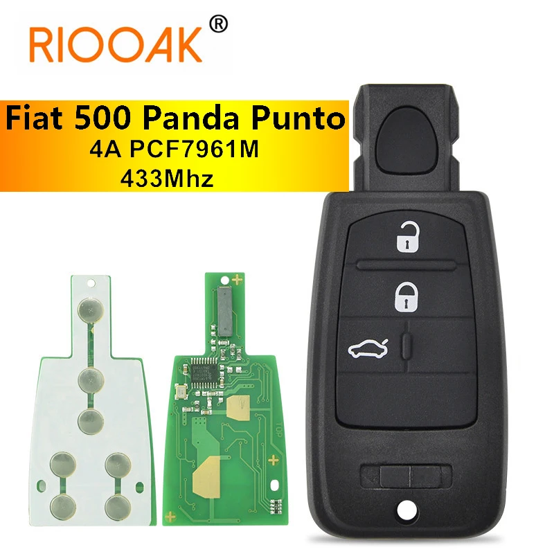 

4A PCF7961 433MHz Smart Card Car Remote Control Key For Fiat 500 Panda Punto Bravo Ducato Stilo Tipo Viaggio Ottimo